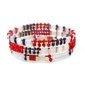 Multilayer Miyuki Tila beaded bracelet in red, white, and navy with gold metal spacers - Red White Blue Mix (BCSET301-6)