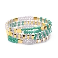 Bohemian multi-layer Miyuki Tila beaded bracelet with purple and green faceted stones - Purple Green Gold Silver (BCSET301-7)