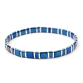 Handmade Miyuki Tila bead bracelet featuring blue enamel square beads and silver spacers - Royal Blue and Silver (BC332-25)