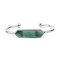 Bracciale rigido argento con pietra druzy verde esagonale e finitura in metallo lucido - Silver With Light Green Druzy