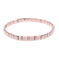 Bohemian style pink Tila tile bead stretch bracelet with silver spacers on white background - Pink and Silver (BC332-27)