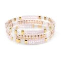 Multilayer Miyuki Tila handmade stretch bracelet in soft pink, white, and gold beads - Pink White Gold Mix (BCSET301-11)