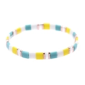 Handmade Miyuki Tila bead bracelet in yellow white and turquoise with metallic spacers - Yellow White Green Rose Gold (BC332-30)