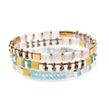 Three-piece set of Bohemian Miyuki Tila beaded bracelets in white, yellow, and blue - Yellow Blue Green White (BCSET301-12)