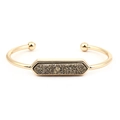 Bracciale rigido aperto dorato con pietra druzy esagonale e terminali a sfera - Gold With Golden Druzy