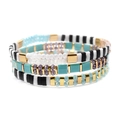 Bohemian multilayer Miyuki Tila bead bracelet set in mint green and gold finish - Green Purple Blue Mix (BCSET301-13)