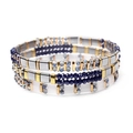 Three-piece bohemian beaded bracelet set with blue, white, and gold Miyuki Tila beads - Blue White Gold Silver (BCSET301-16)
