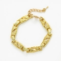 Vintage Goldenes Gliederarmband mit Schnörkelmuster und Hammerschlag-Textur für Damen - Vintage Hohles Schnörkelmuster-Stil (BC488-9)