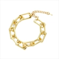 Poliertes goldfarbenes Gliederkettenarmband mit Karabinerverschluss und verstellbarem Anhänger - Abgerundeter Rechteckiger Link-Stil (BC488-1)