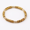 Damen-Armband aus Acryl mit Leopardenmuster, gebogenen Röhren und goldenen Spiralperlen - Leoparden-Stil 1 (BC487-1)