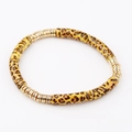 Leoparden-Acryl-Armband mit goldenen Metall-Zwischenstücken auf weißem Hintergrund - Leoparden-Stil 4 (BC487-4)