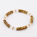 Schickes Armband mit Acryl-Leopardenmuster und goldenen Metallscheiben für Damen - Leoparden-Stil 5 (BC487-5)