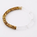 Acryl-Armband mit Leopardenmuster-Bogenrohr und goldenen Metallscheiben für Damen - Leoparden-Stil 6 (BC487-6)