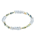 Light blue stone bead bracelet with gold accents and colorful iridescent long crystals - Light Blue/Iridescent (BC405-2)