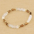 Bracciale di perline con cristalli sfaccettati iridescenti e perle coniche in metallo marrone - Marrone/Cangiante (BC405-8)