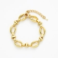 Minimalistisches goldenes Armband im Vintage-Stil mit ovaler Kette und Karabinerverschluss - Ovaler Ring-Nesting-Stil (BC488-7)