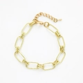 Elegantes goldenes Gliederkettenarmband mit Karabinerverschluss für Damen - Streifenstruktur Großer Link-Stil (BC488-8)