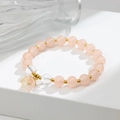 Bracciale di perle di cristallo rosa con ciondolo mughetto e accenti dorati - Pesca (GBC02-4)