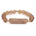 Bracelet bohème en perles avec pointe de cristal Druzy brun et bordure dorée - Marron (BC385-3)
