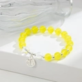 Bracciale in quarzo giallo con ciondolo Fu in argento e perline di mughetto - Giallo Fluorescente (GBC02-9)