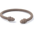 Matte braune gedrehte Kabel-Armspange für Damen mit gestuften Endkappen-Details - Kaffeebraun