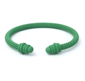 Mattgrünes gedrehtes Kabelarmband mit Kugelenden im minimalistischen Metall-Stil - Dunkelgrün