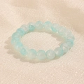 Bracelet de perles bleues dégradées 10 mm avec texture naturelle sur fond de lin doux - Bleu Mer (GBC018-17)