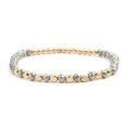 DIY beaded bracelet with grey crystal beads and golden geometric metallic accents - Gray and Gold (BC324-5)