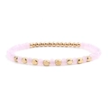 Delicate pink crystal beaded bracelet with gold geometric beads and flexible elastic band - Pink and Gold (BC324-6)