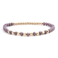 DIY handmade bracelet with purple faceted crystal beads and golden metallic accents - Purple Pink Gold (BC324-9)
