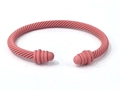 Matte pink twisted cable open bangle bracelet with ball ends for women accessory - Deep Pink