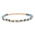 Handmade beaded bracelet featuring gold faceted beads and iridescent aurora crystals - Gold Iridescent (BC324-11)