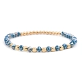 DIY handmade beaded bracelet featuring faceted blue crystals and gold metallic beads - Blue Gold (BC324-12)