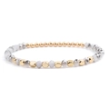 Handmade beaded bracelet featuring gray crystal beads and gold square metal accents - Gray White Gold (BC324-13)