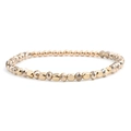 Elastic beaded bracelet with gold geometric hematite and smooth metallic round beads - Gold (BC324-14)