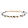 Handmade beaded bracelet with gold round beads and silver faceted hematite stones - Gold Silver Gray (BC324-15)
