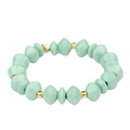 Elastic beaded bracelet with mint green geometric wooden beads and golden spacers - Light Green