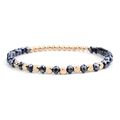 Handmade beaded bracelet featuring faceted black hematite and polished gold acrylic beads - Gold Black (BC324-16)