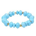 Handmade elastic bracelet with light blue geometric beads and golden spacers - Light Blue