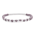 DIY beaded bracelet with purple faceted crystals and silver metallic beads - Purple Silver (BC324-18)