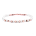 DIY beaded bracelet with white faceted crystal beads and rose gold geometric accents - Rose Gold White (BC324-22)