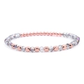 Beaded bracelet with rose gold metal cubes and faceted transparent crystal beads - Rose Gold Iridescent (BC324-23)