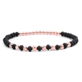 DIY handmade beaded bracelet with faceted black stones and rose gold metallic beads - Rose Gold Black (BC324-24)