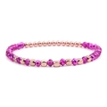 Handmade beaded bracelet featuring rose gold metal beads and faceted magenta crystal beads - Rose Gold Magenta (BC324-27)