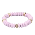 Elastic beaded bracelet with matte pink saucer beads and gold textured accents - Pink (BC404-21)