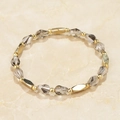 Beaded bracelet with faceted grey crystals and gold-plated geometric metal beads - Gray Style (BC431-3)
