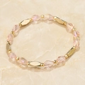 Chic beaded bracelet with faceted pink crystals and polished gold rectangular spacers - Pink Style (BC431-4)