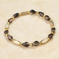 Faceted dark grey crystal beads and gold rectangular accents beaded bracelet - Dark Gray Style (BC431-5)