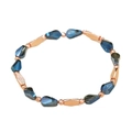 Beaded bracelet with dark blue faceted crystals and rose gold hexagonal metal beads - Dark Blue Style (BC431-6)