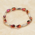 Iridescent beaded bracelet with red and orange gradient teardrop crystal beads - Aurora Red Style (BC431-8)